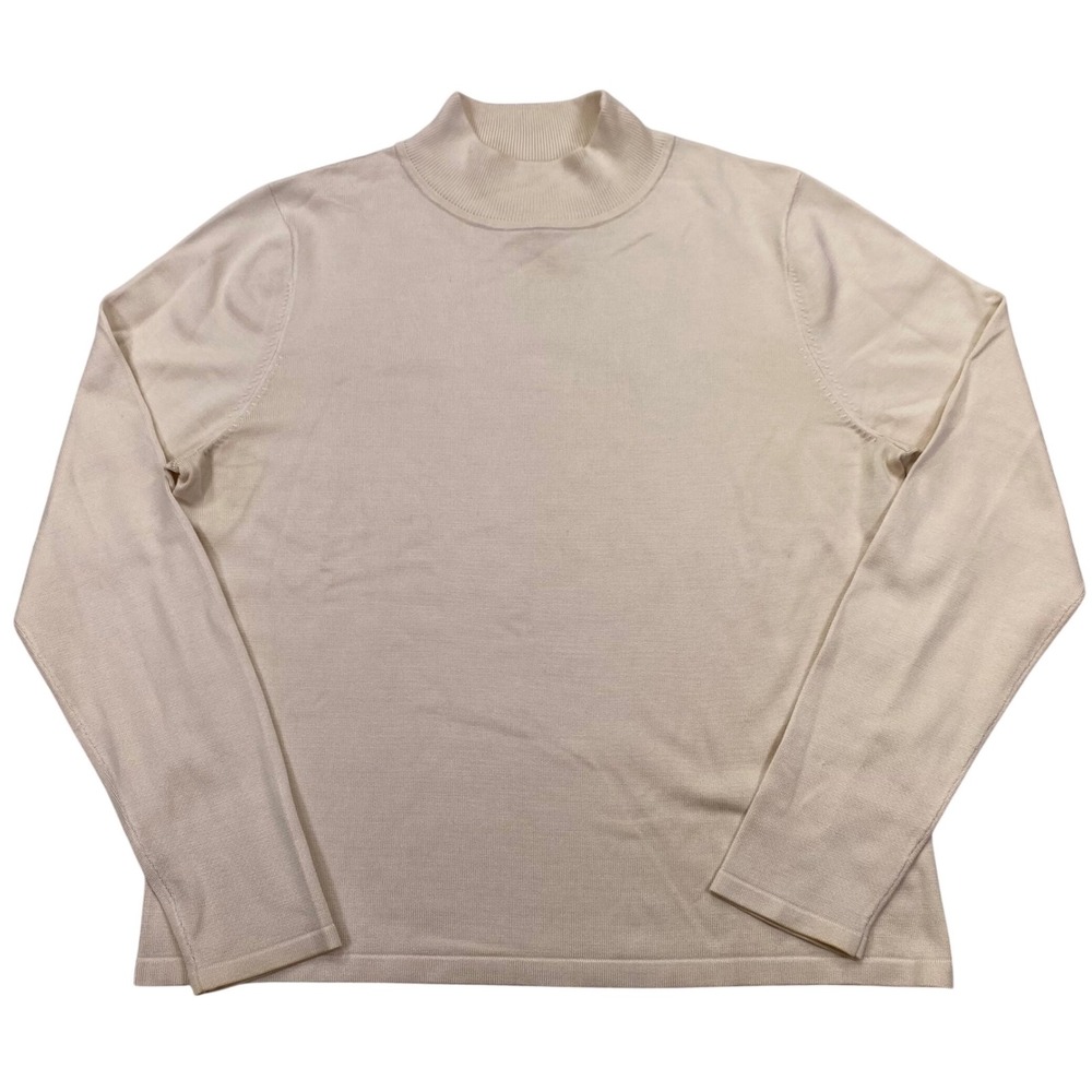 Pendleton Silk Blend Ribbed Mock Neck Sweater Med Beige Knit Layering Pullover